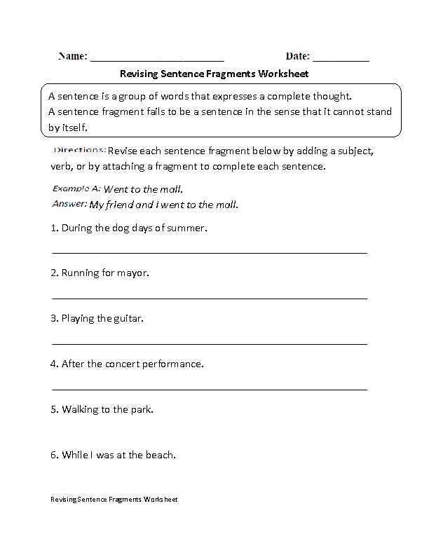 The Complete Guide To Identifying Sentence Fragments Worksheet Answers